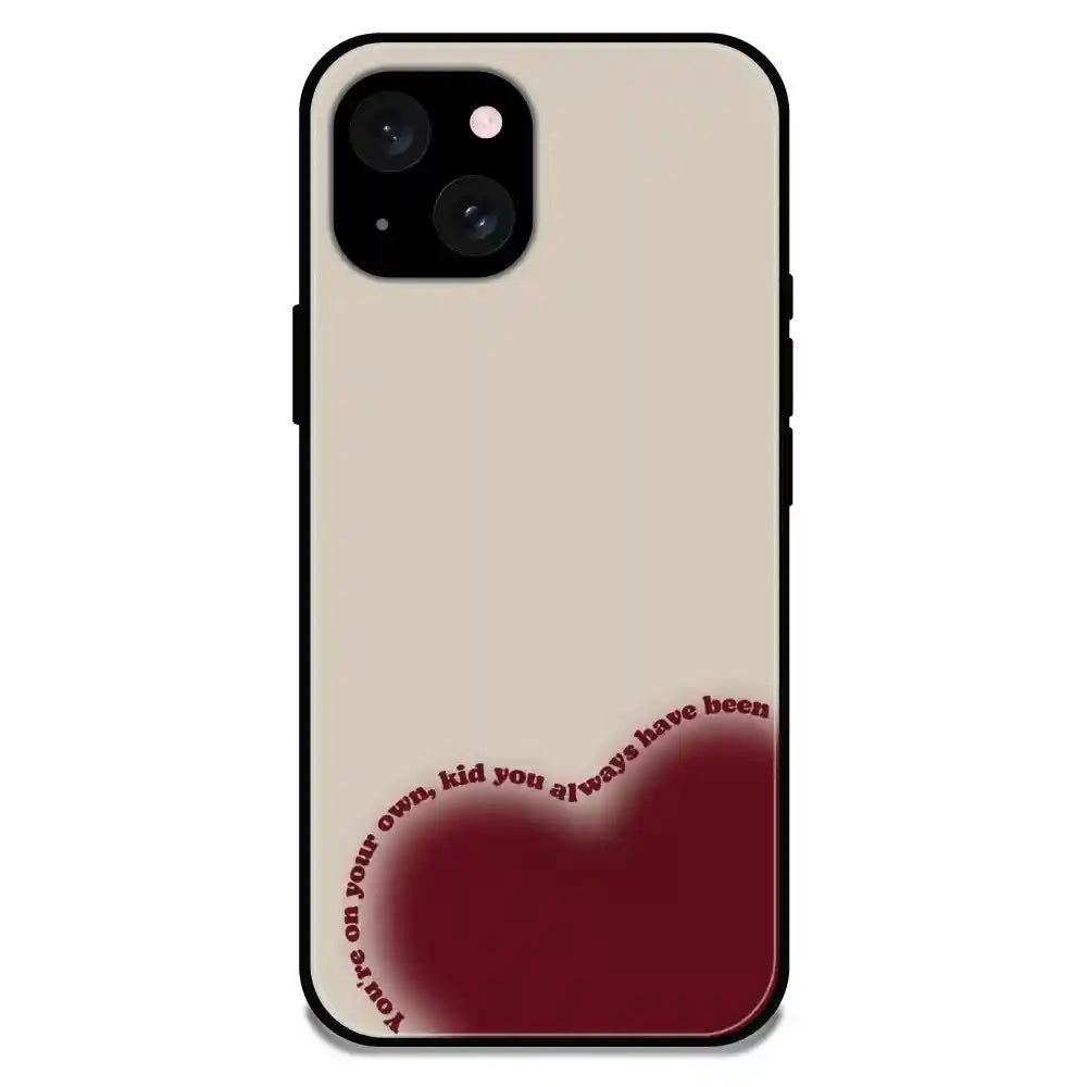 'Heart Alone - Glossy Metal Silicone Case For Apple iPhone 15