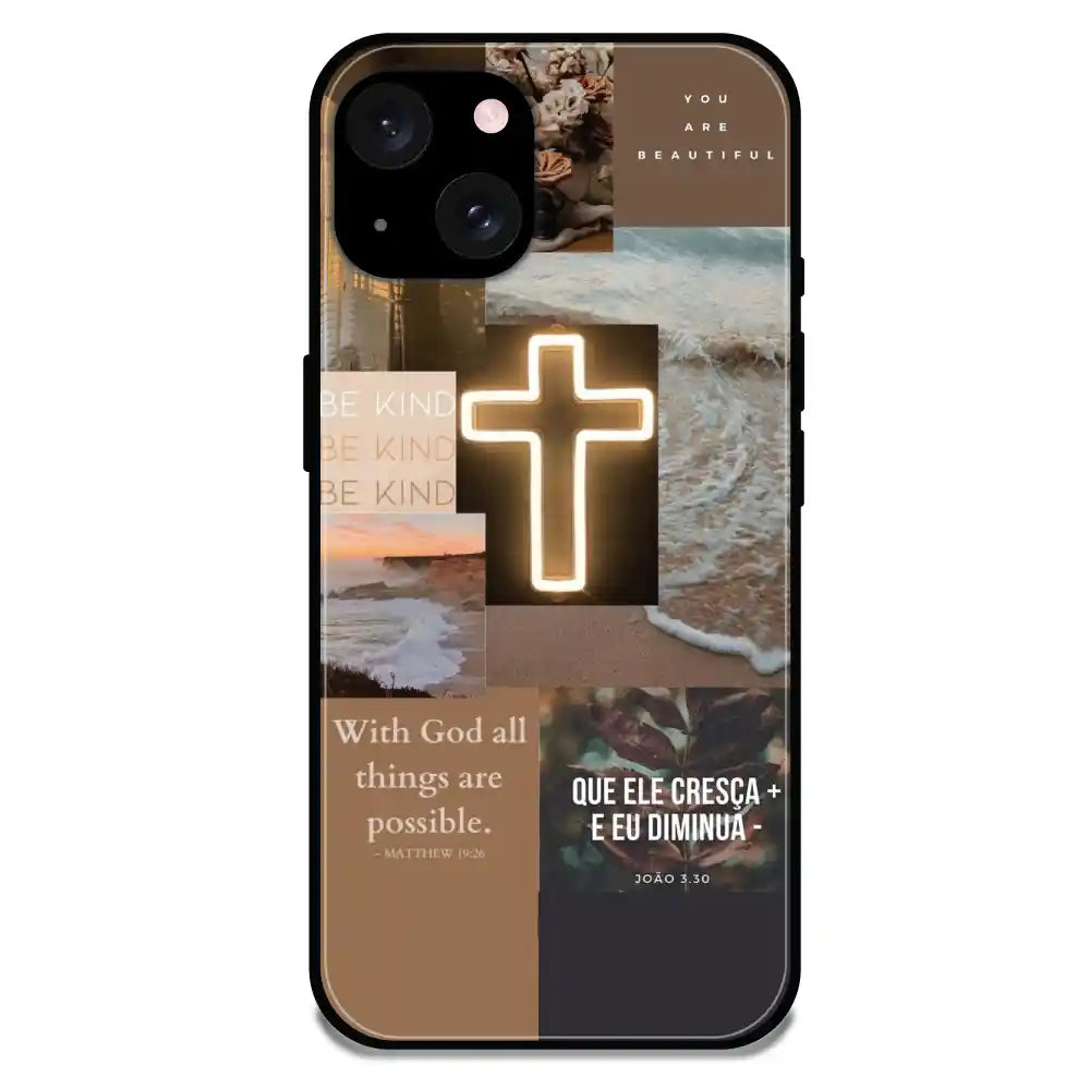 'Jesus Son Of God - Glossy Metal Silicone Case For Apple iPhone 15