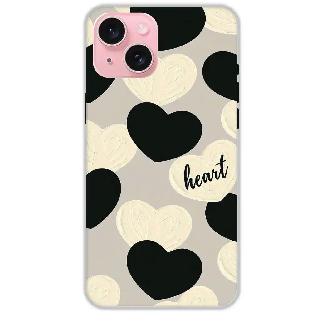 Black And White Heart - Hard Cases For Apple iPhone 15