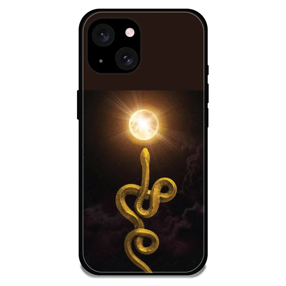 'Golden Serpent - Glossy Metal Silicone Case For Apple iPhone 15