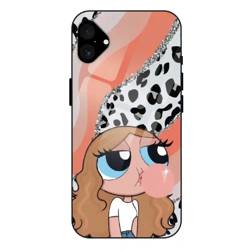 Peach Print Baddie Girl - Glass Cases For iPhone Models