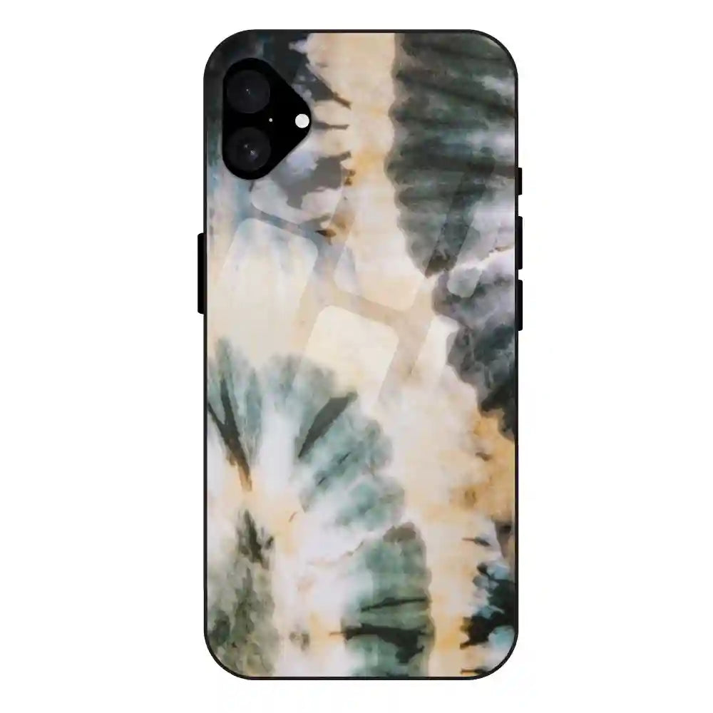 'Black And Gold Tie Dye - Glass Case For Apple iPhone 16 Plus