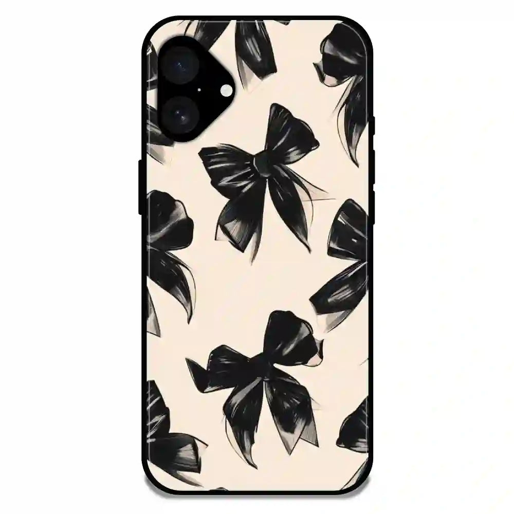 'Black Bows - Glossy Metal Silicone Case For Apple iPhone 16 Plus