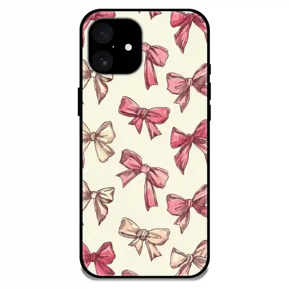 'Pastel Pink Bows - Glossy Metal Silicone Case For Apple iPhone 16 Plus