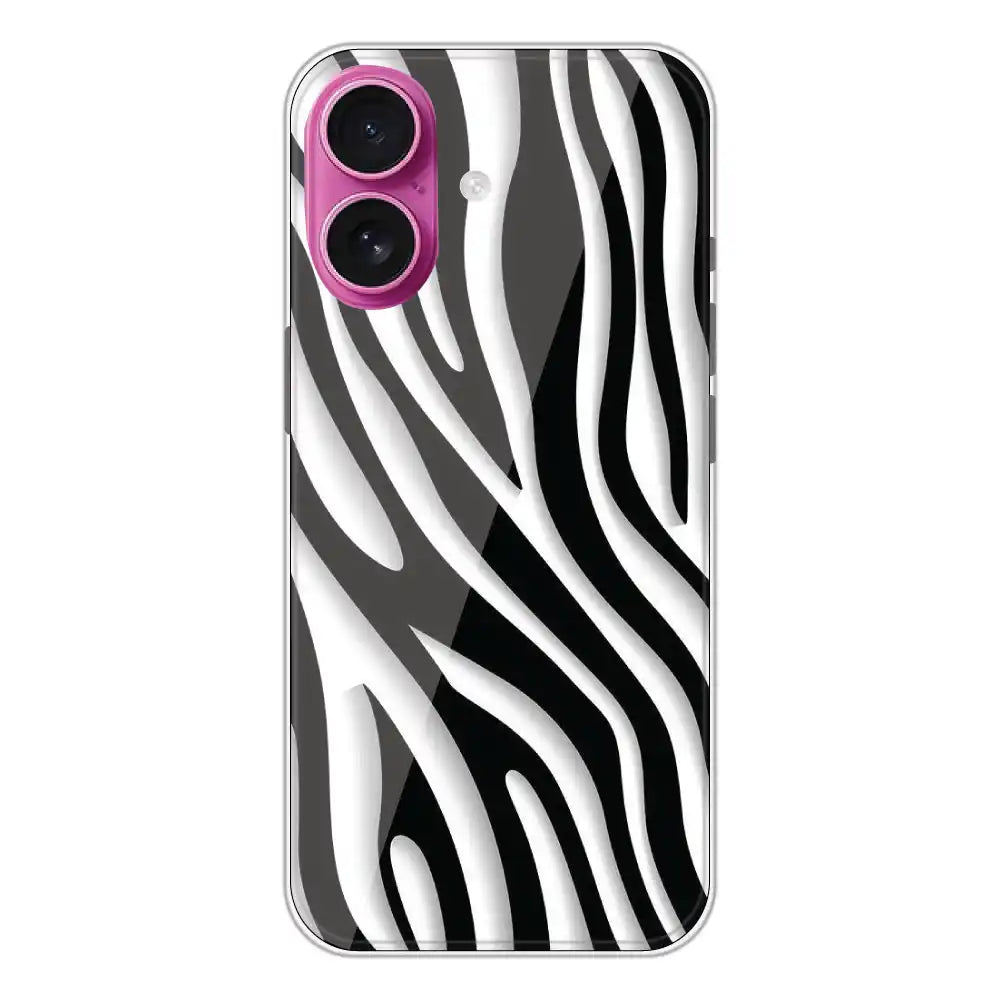 Zebra Print - Clear Printed Silicone Case For Apple iPhone 16 Plus