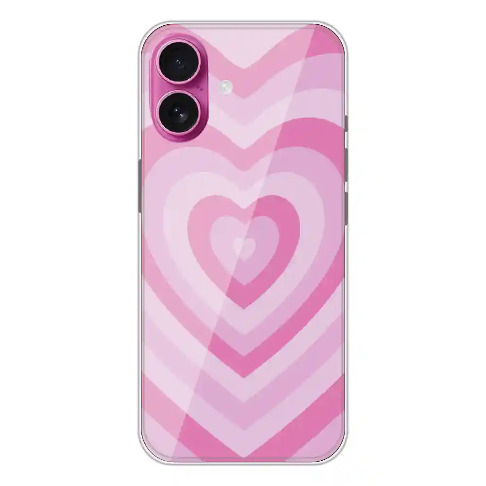 Pink Hearts - Printed Silicone Case For Apple iPhone 16 Plus