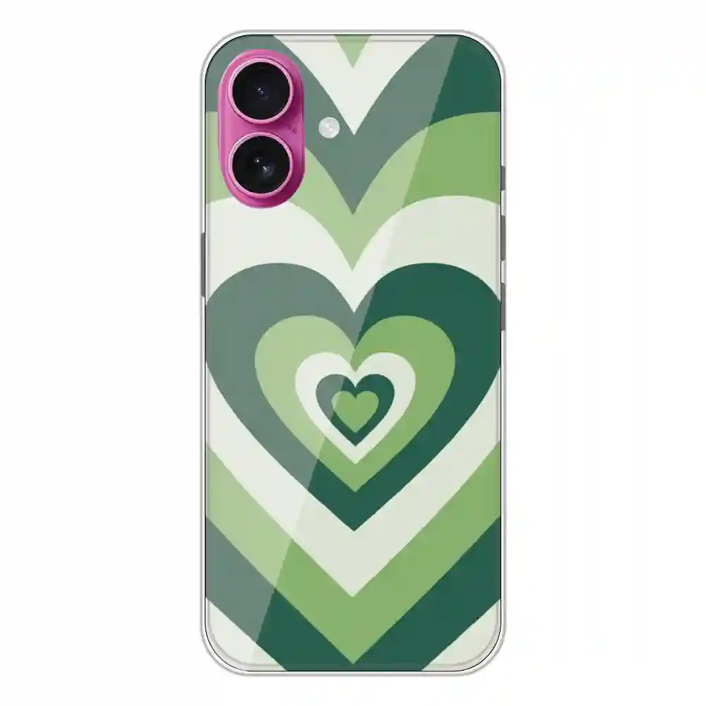 Dark Green Hearts - Printed Silicone Case For Apple iPhone 16 Plus