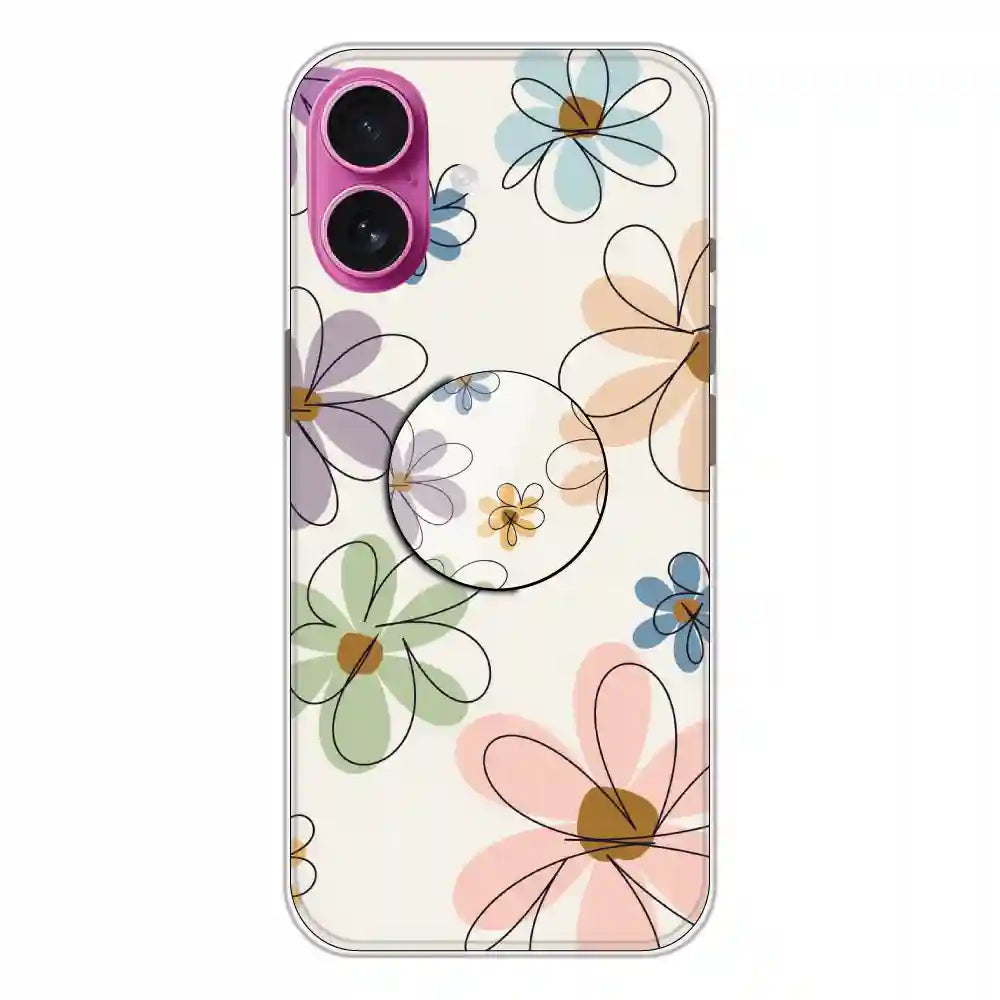 Rainbow Flowers - Silicone Grip Case For Apple iPhone 16 Plus