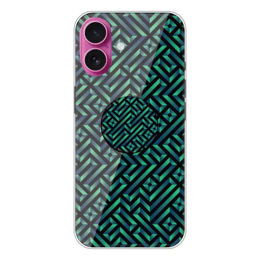 Green Mosiac Art - Silicone Grip Case For Apple iPhone 16 Plus