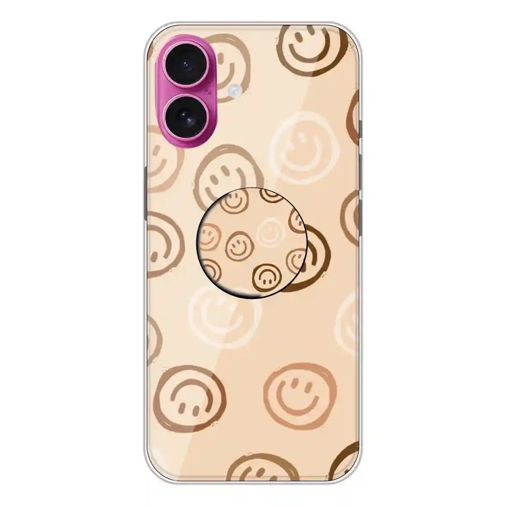 Brown Smilies - Silicone Grip Case For Apple iPhone 16 Plus