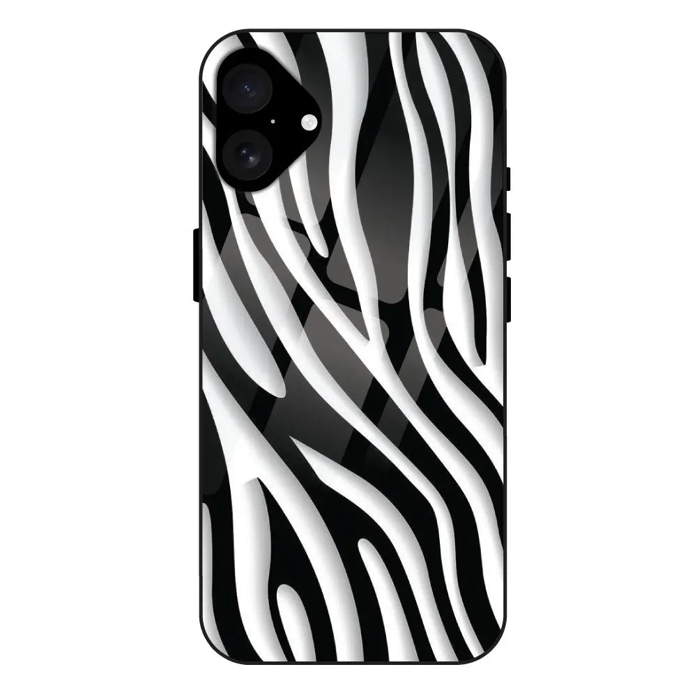 'Zebra Print - Glass Case For Apple iPhone 16 Plus