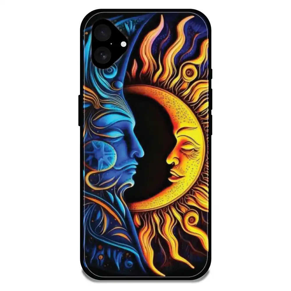 Sun And Moon Art - Glossy Metal Silicone Case For Apple iPhone Models
