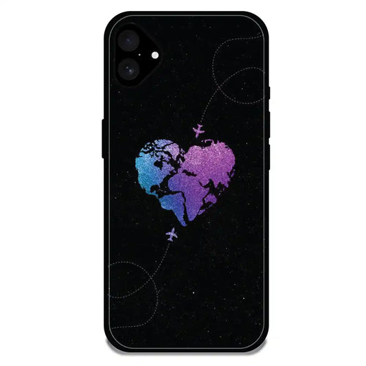 'Travel Heart - Glossy Metal Silicone Case For Apple iPhone 16 Plus