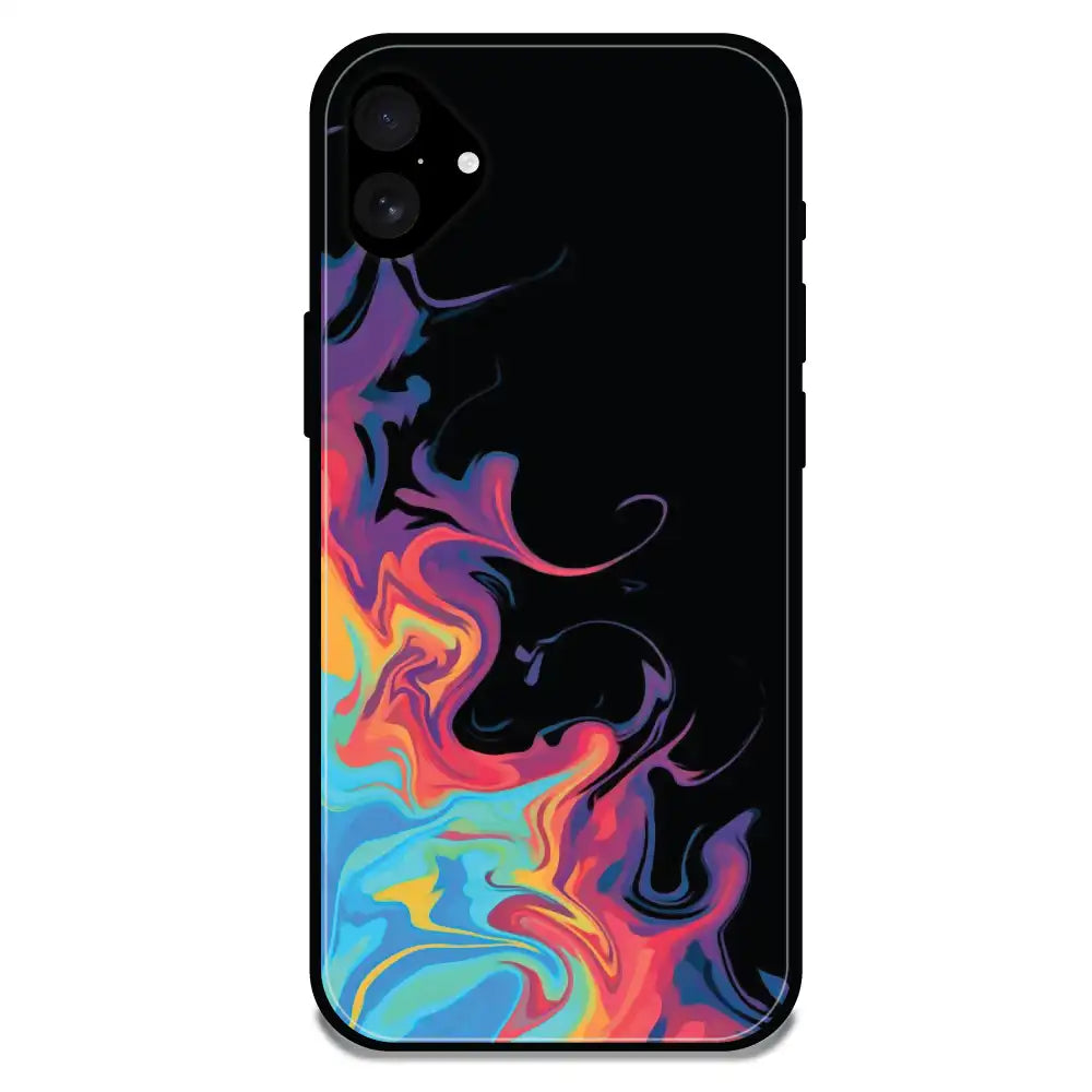 'Rainbow Watermarble - Glossy Metal Silicone Case For Apple iPhone 16 Plus