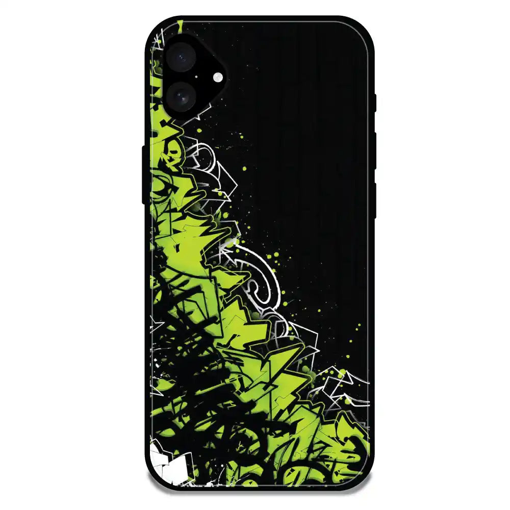 'Green Graffiti - Glossy Metal Silicone Case For Apple iPhone 16 Plus
