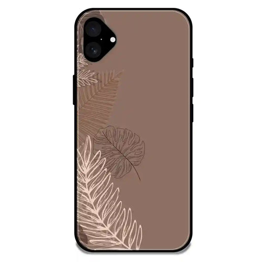 'Brown Leaves - Glossy Metal Silicone Case For Apple iPhone 16 Plus