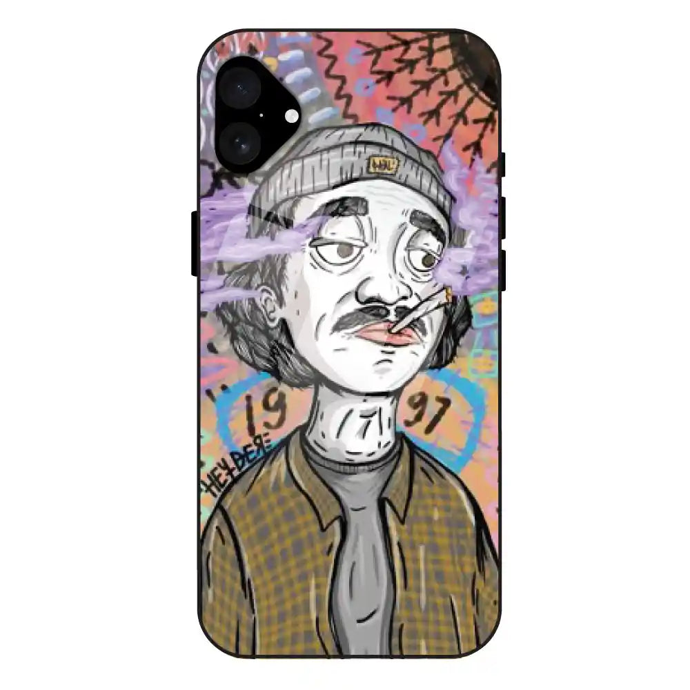 A Smoking Portrait - Glass Case For Apple iPhone 16 Plus