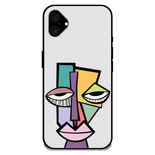 'Abstract Face - Glossy Metal Silicone Case For Apple iPhone 16 Plus