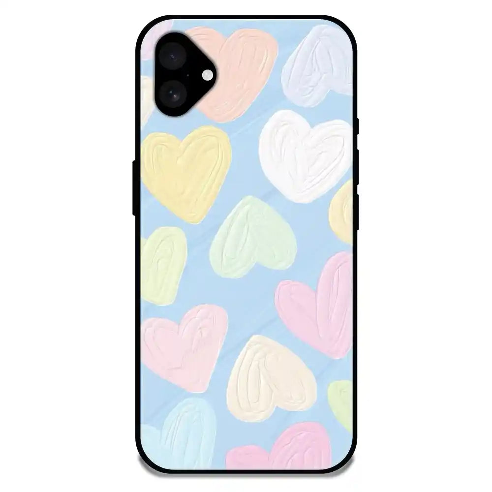 Pastel Hearts - Glossy Metal Silicone Case For Apple iPhone Models