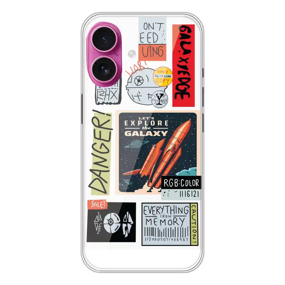 Galaxy - Clear Printed Silicone Case For Apple iPhone 16 Plus