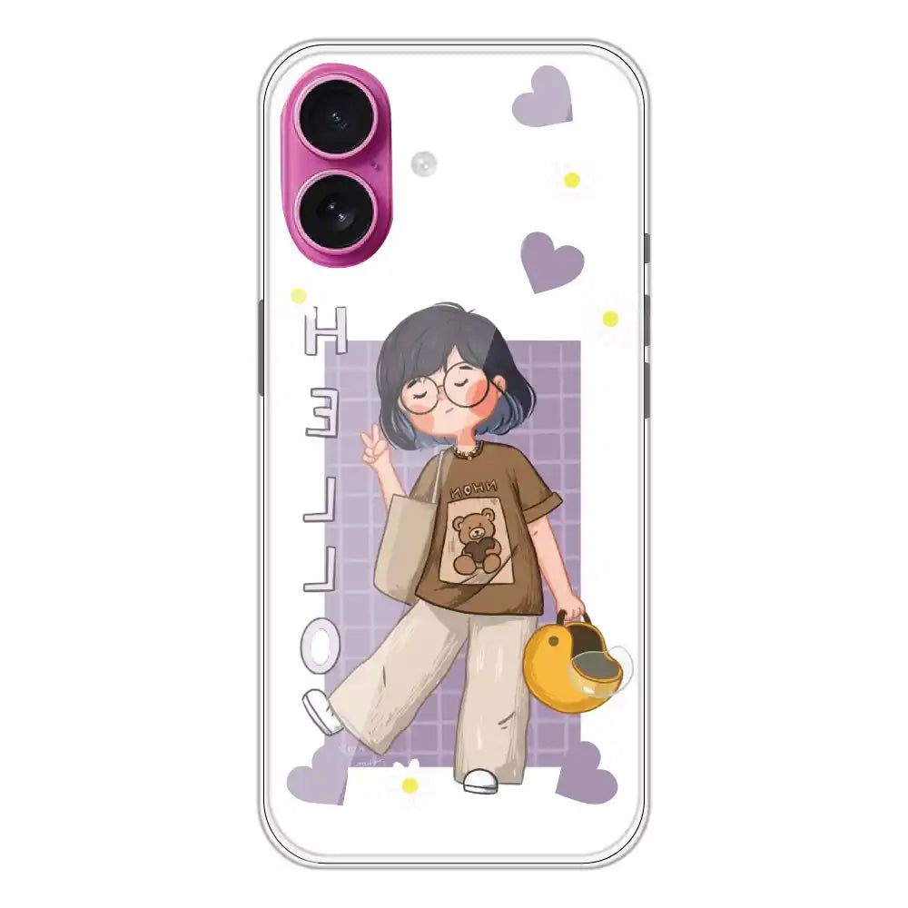 Introvert Girl - Clear Printed Silicone Case For Apple iPhone Models- Apple iPhone 16 Plus