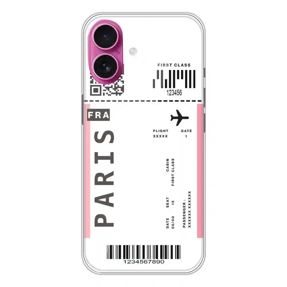 Paris Ticket - Clear Printed Silicone Case For Apple iPhone 16 Plus