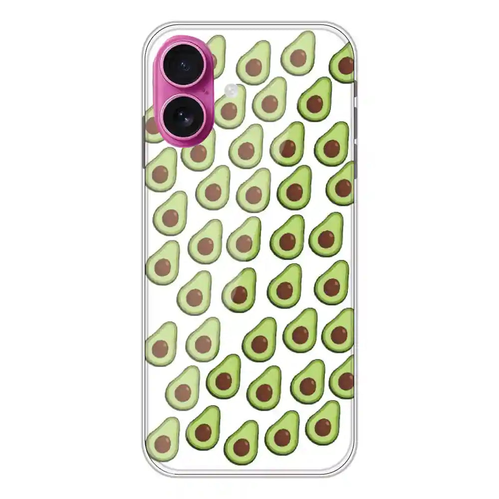 Avocado - Clear Printed Silicone Case For Apple iPhone 16 Plus