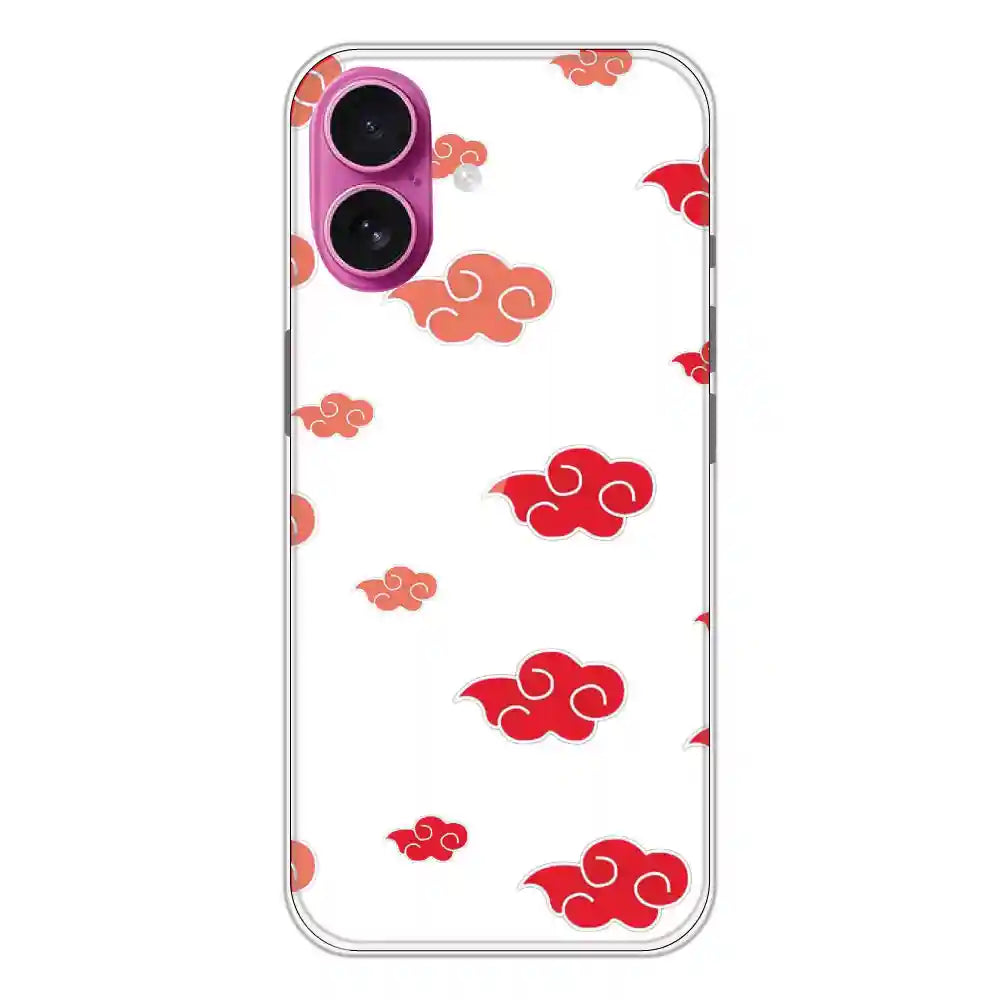 Red Clouds - Clear Printed Silicone Case For Apple iPhone 16 Plus