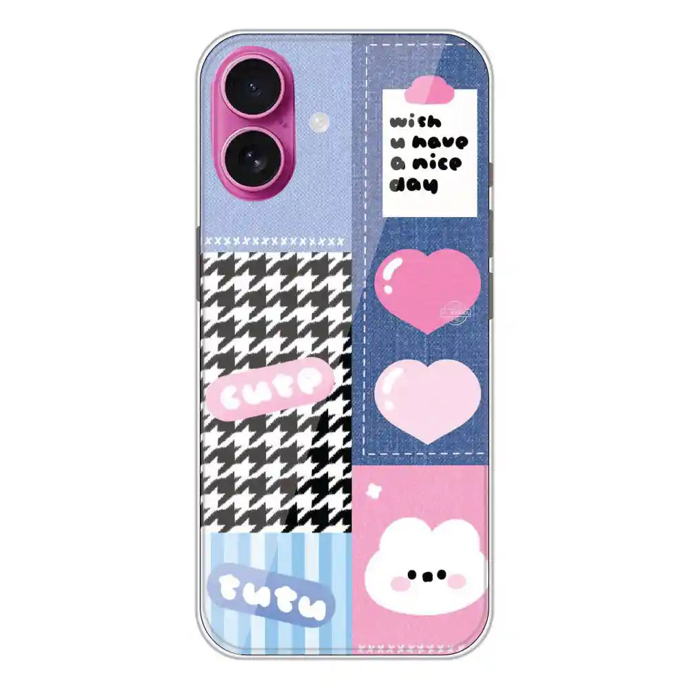 Cute Pink Bear Collage - Silicone Case For Apple iPhone Models apple iphone 16 Plus