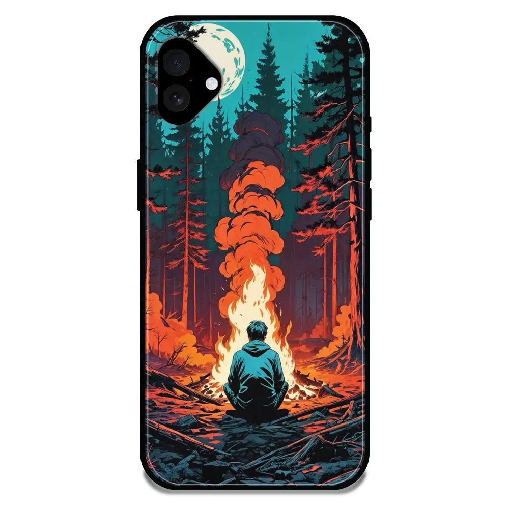 'Boy With Camp Fire - Glossy Metal Silicone Case For Apple iPhone 16 Plus