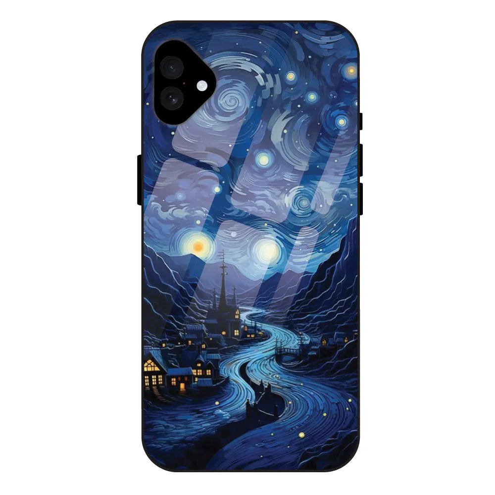The Starry Night - Glossy Metal Silicone Case For Apple iPhone 16 Plus