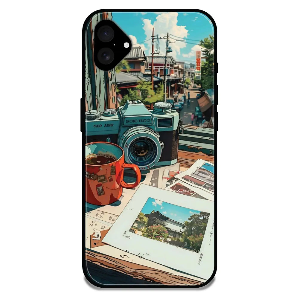 'Vintage Camera Travel Vibes - Glossy Metal Silicone Case For Apple iPhone 16 Plus