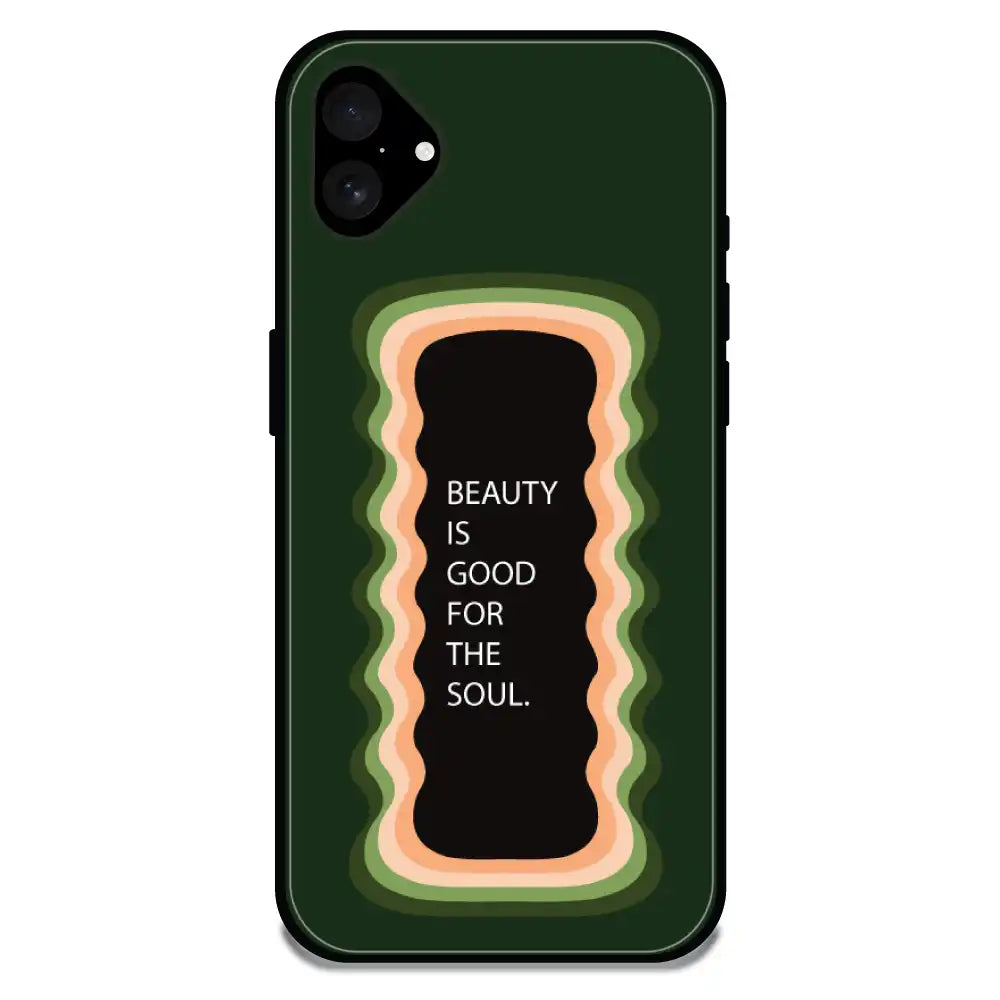 'Beauty Is Good For The Soul' Olive Green - Glossy Metal Silicone Case For Apple iPhone Models
