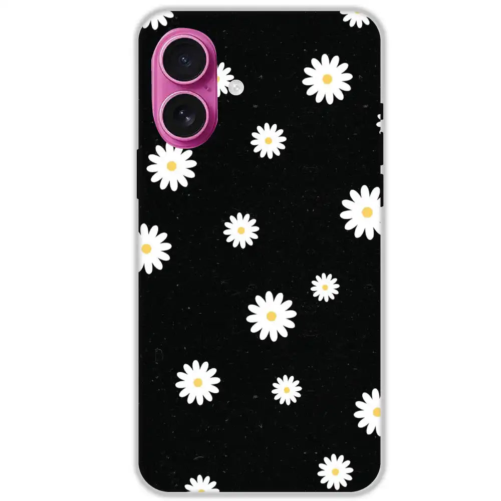 White And Black Flower - Hard Cases For Apple iPhone 16 Plus