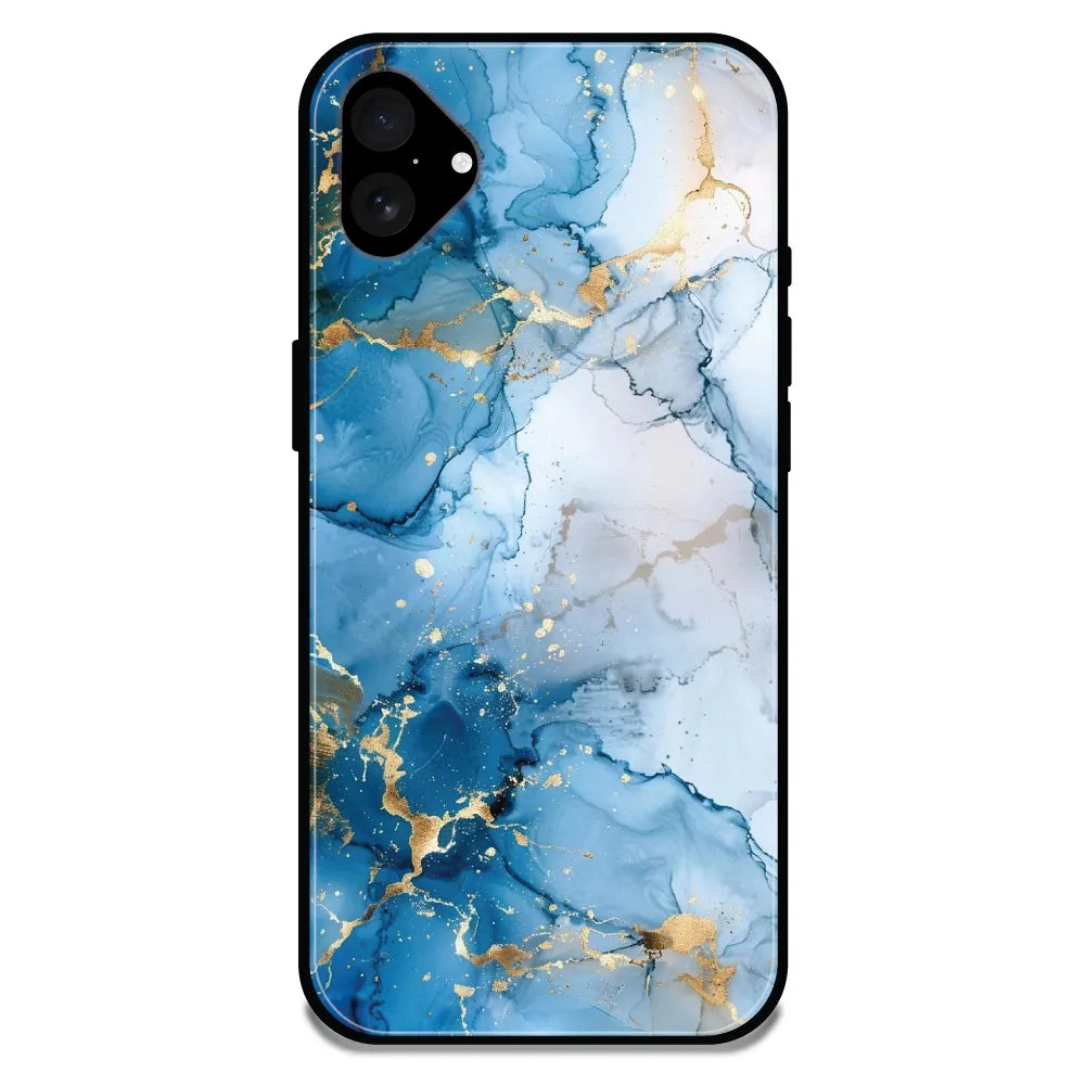 'Blue Marble - Glossy Metal Silicone Case For Apple iPhone 16 Plus