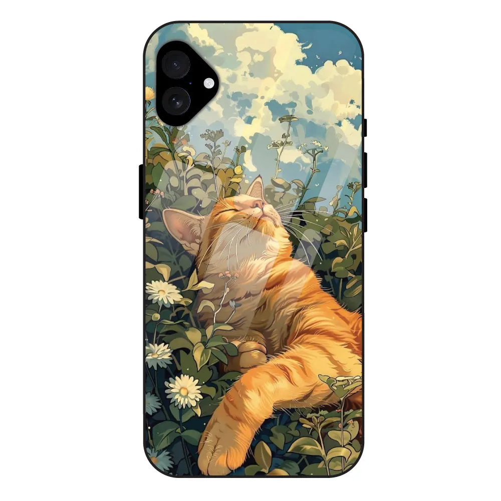 Garfield Sleeping - Glossy Metal Silicone Case For Apple iPhone 16 Plus