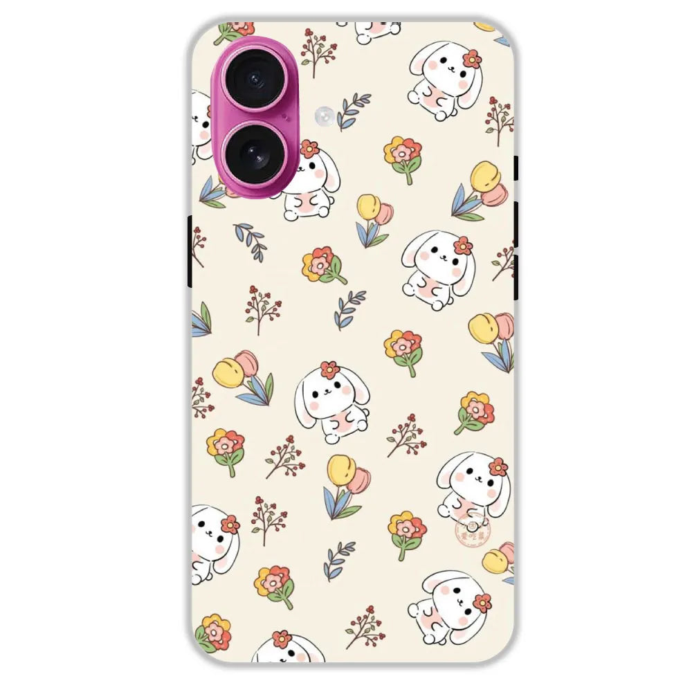 Cute Bunny & Flowers - Hard Cases For Apple iPhone 16 Plus
