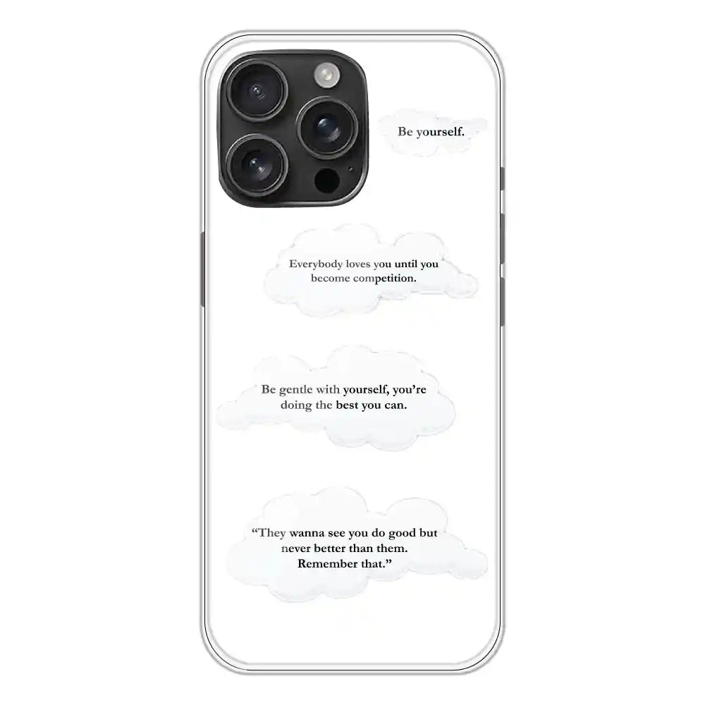 Quotes And Clouds - Clear Printed Silicone Case For Apple iPhone Models- Apple iPhone 16 Pro Max