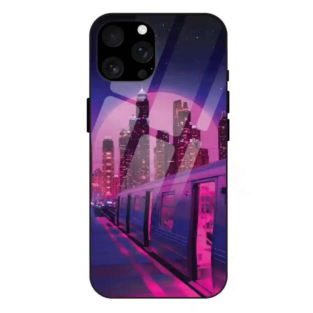 Neon City Synthwave - Glass Case For Apple iPhone 16 Pro