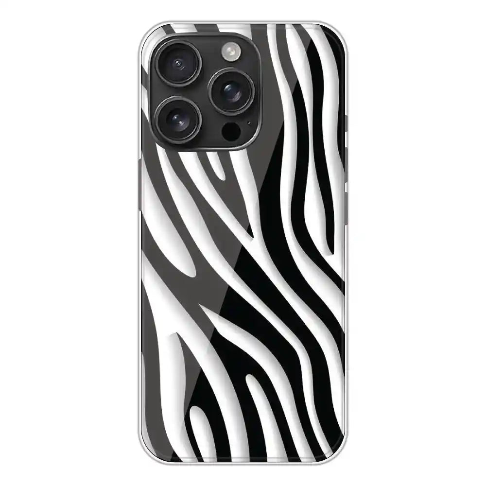 Zebra Print - Clear Printed Silicone Case For Apple iPhone 16 Pro Max