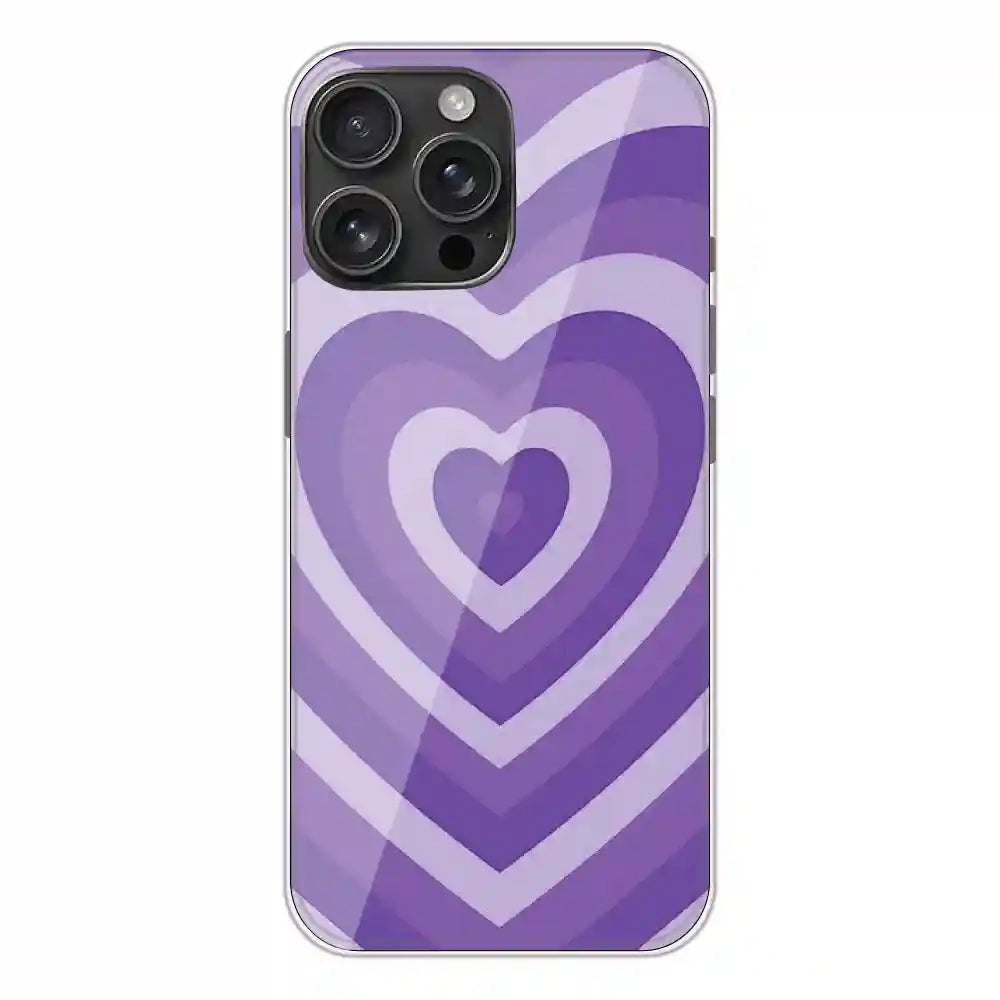 Purple Hearts - Printed Silicone Case For Apple iPhone 16 Pro Max