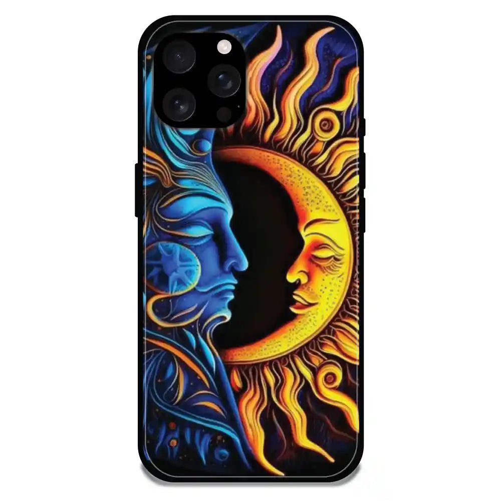 Sun And Moon Art - Glossy Metal Silicone Case For Apple iPhone Models