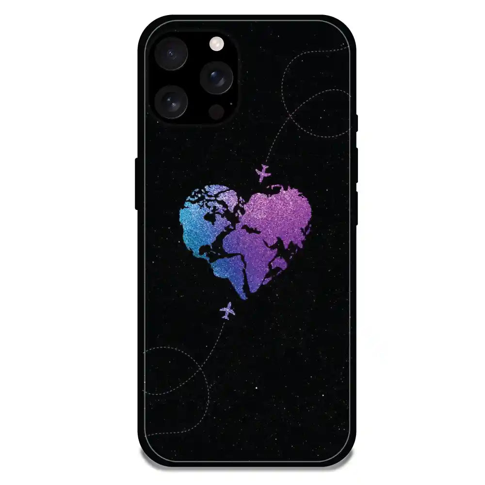 Travel Heart - Glossy Metal Silicone Case For Apple iPhone 16 Pro Max
