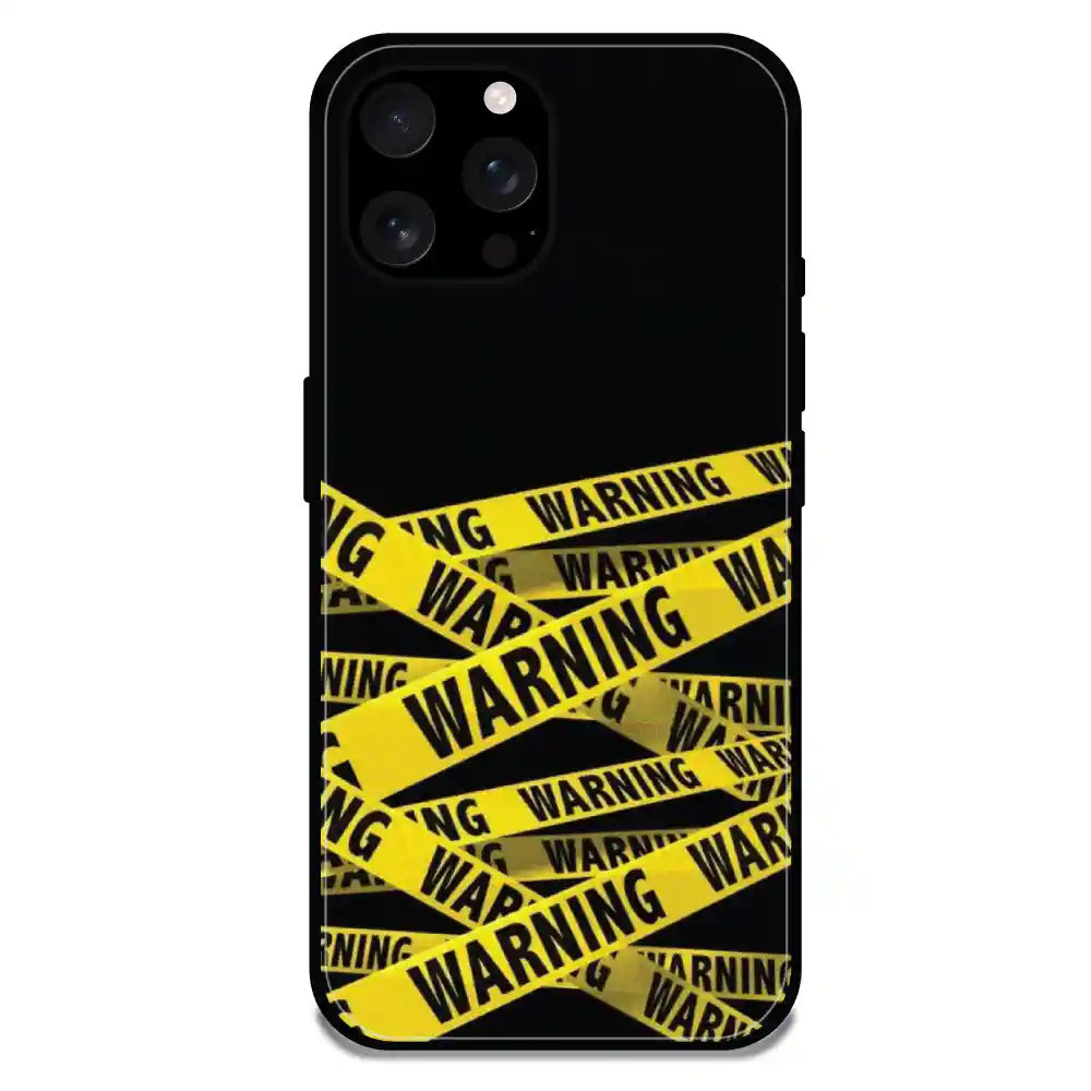 'Warning - Glossy Metal Silicone Case For Apple iPhone 16 Pro Max