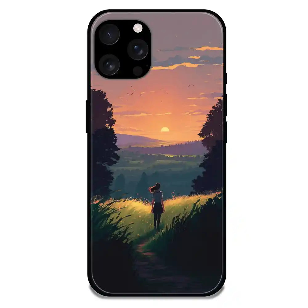 'Girl And The Mountains - Glossy Metal Silicone Case For Apple iPhone 16 Pro Max