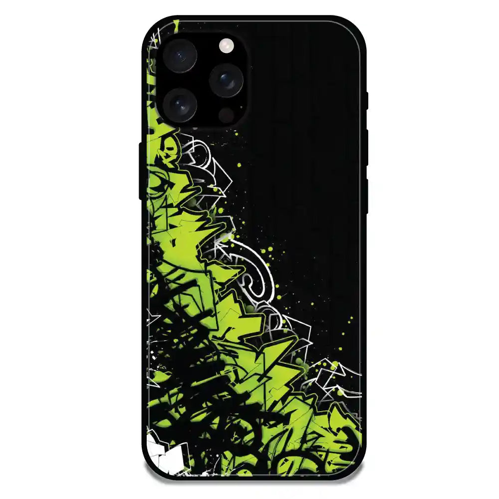 Green Graffiti - Glossy Metal Silicone Case For Apple iPhone Models
