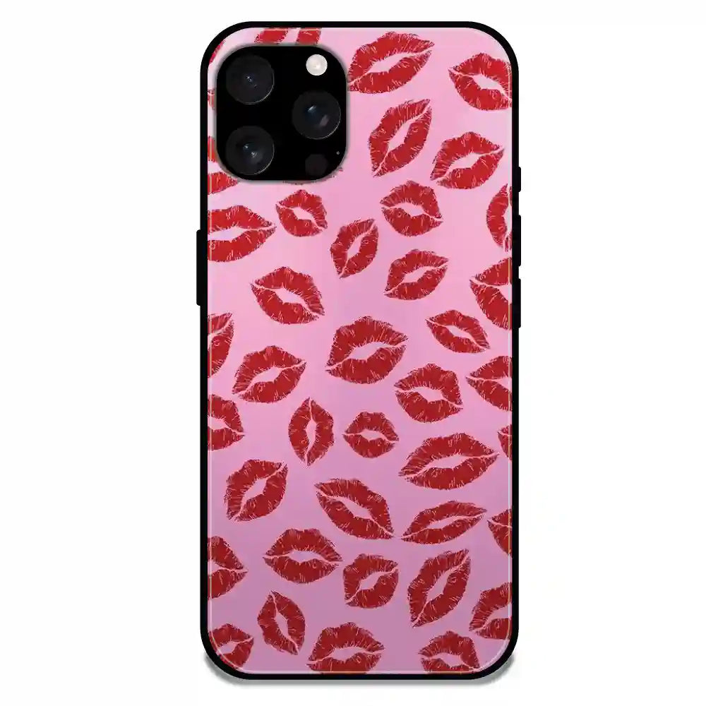 'Kisses - Glossy Metal Silicone Case For Apple iPhone 16 Pro Max