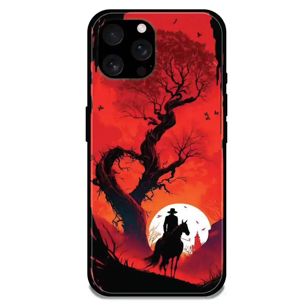 'Cowboy And The Sunset - Glossy Metal Silicone Case For Apple iPhone 16 Pro Max