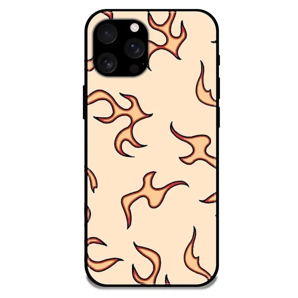'Yellow Flames - Glossy Metal Silicone Case For Apple iPhone 16 Pro Max