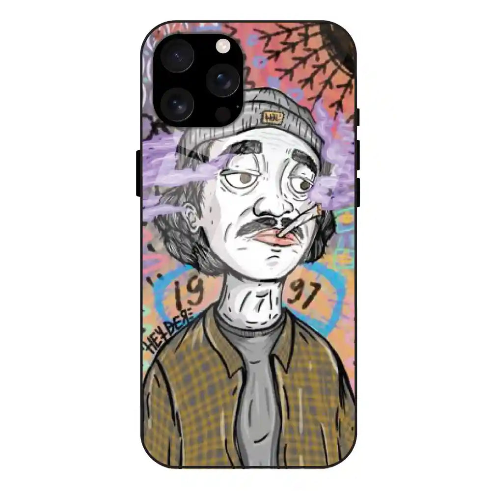 A Smoking Portrait - Glass Case For Apple iPhone 16 Pro Max